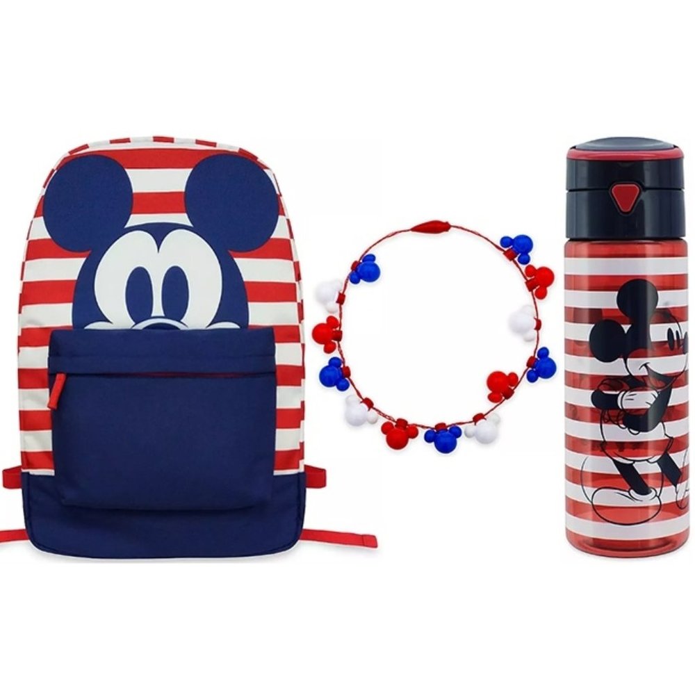 Disney Mickey Americana Backpack Bottle & Necklace